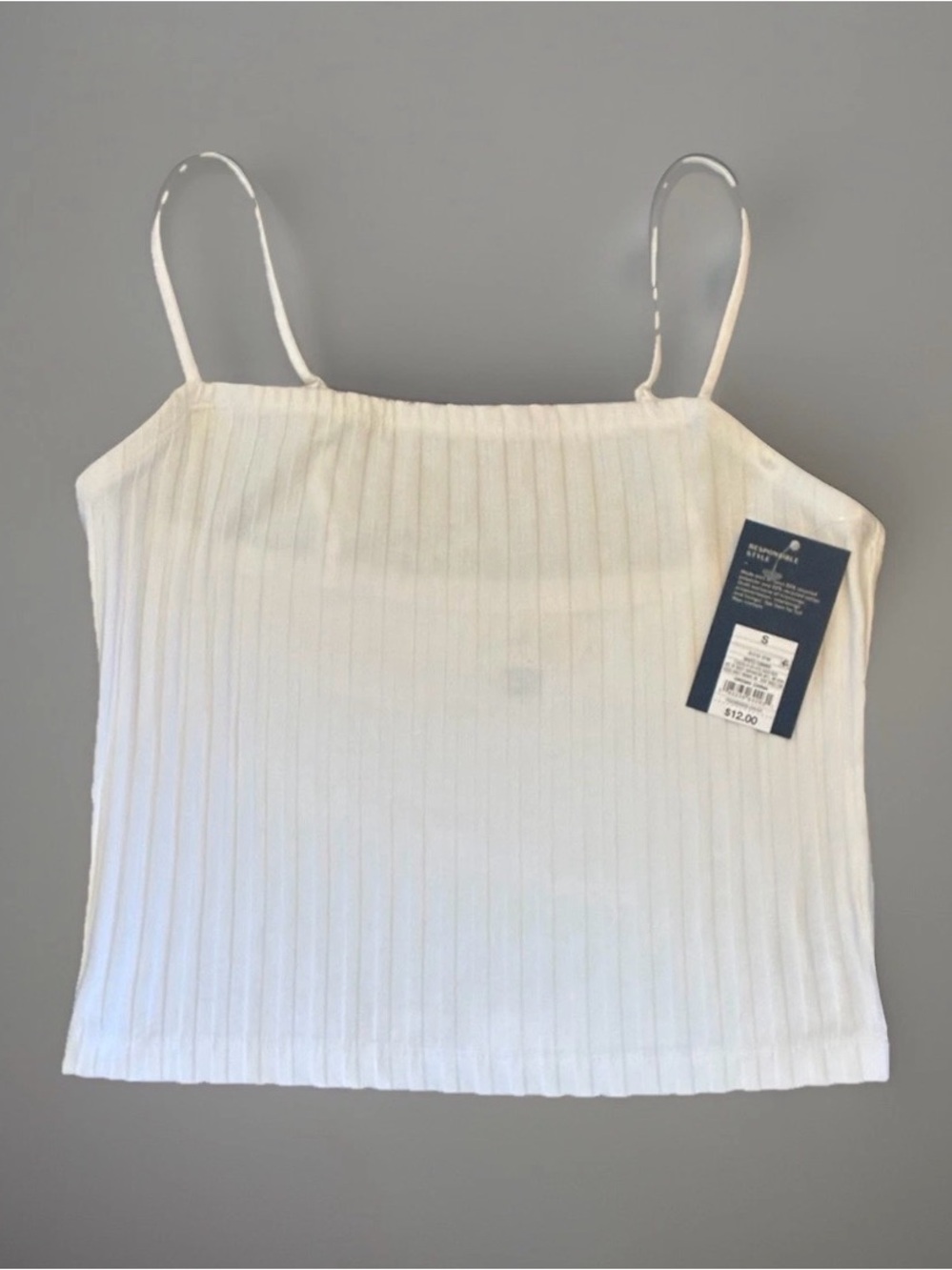 Universal Thread White Ribbed Spaghetti-Strap Cami